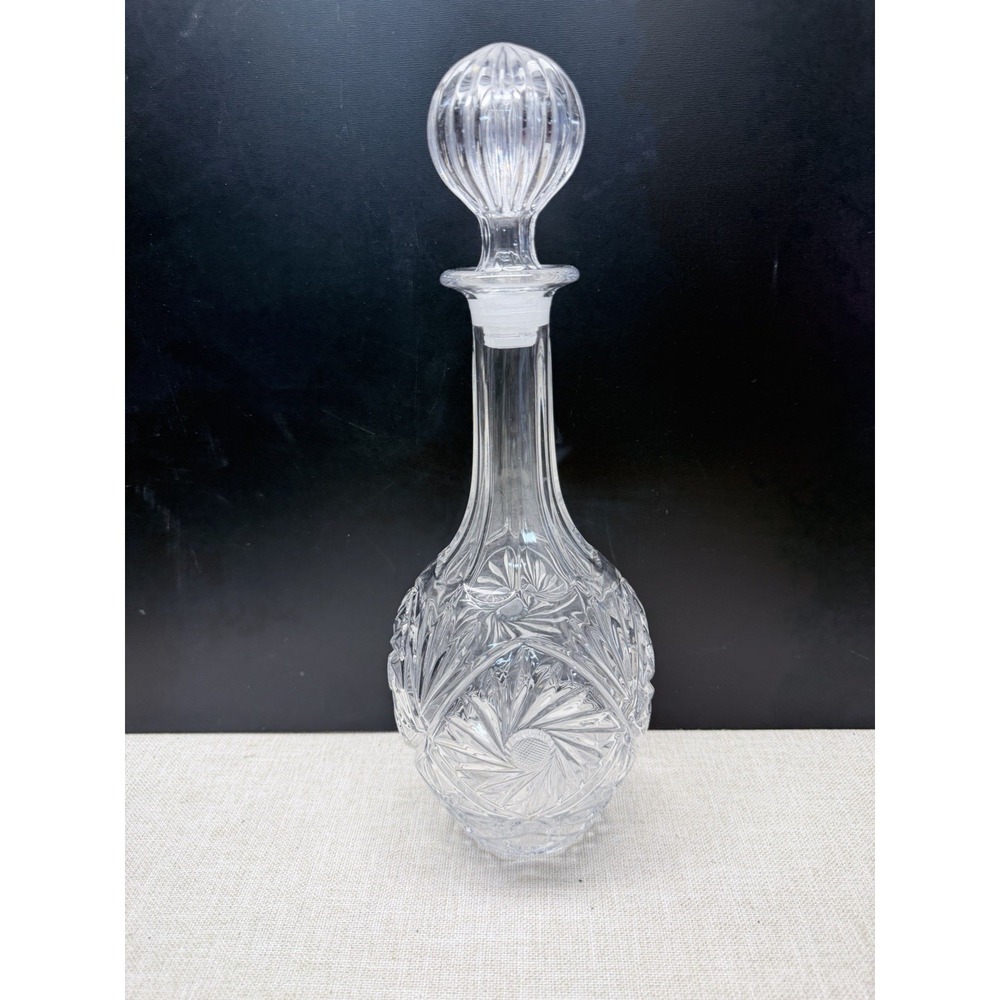 Vintage Cut Crystal Decanter 14" Tall Glass‎ Liquor Bottle With Stopper